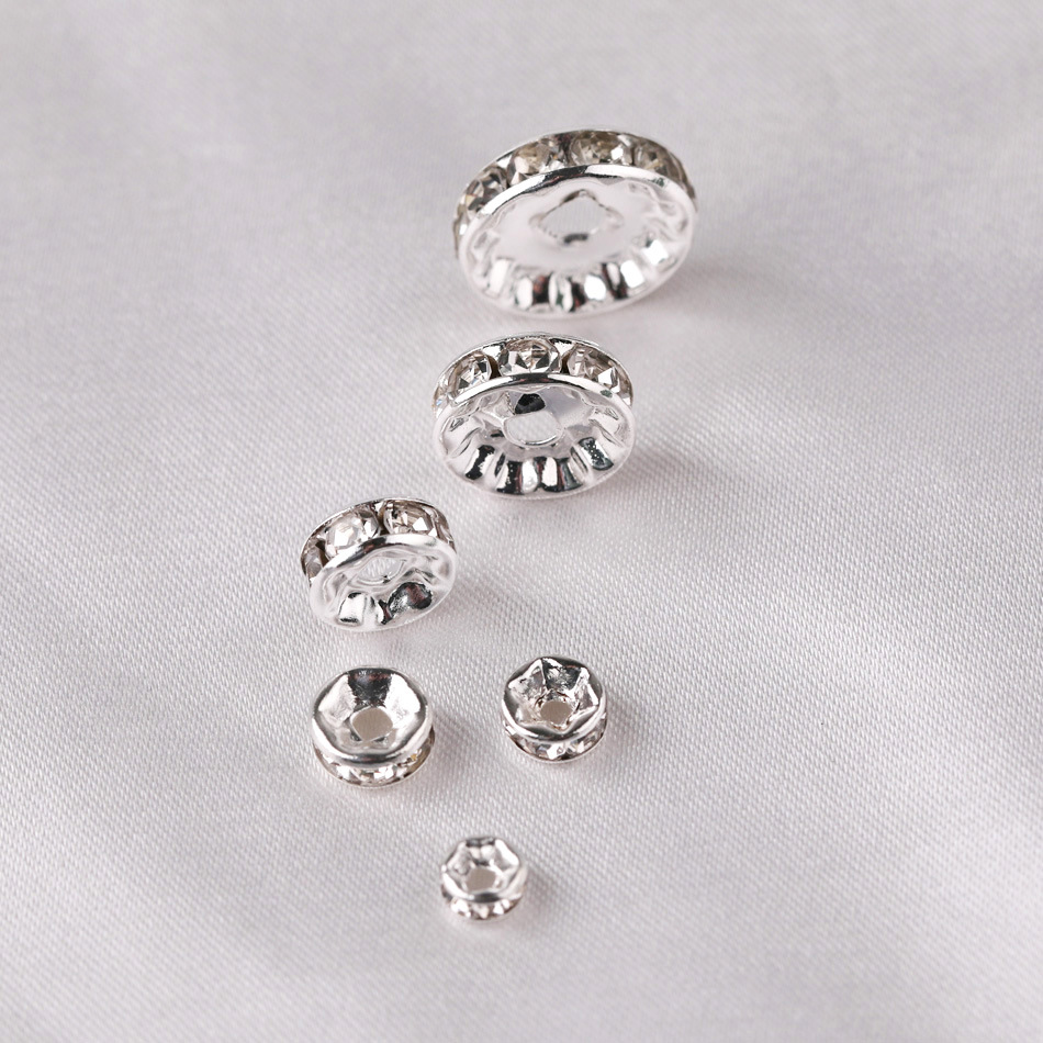 金色直边钻圈 串珠diy配饰材料 隔珠彩色手链镶钻银色隔片 车轮钻详情3