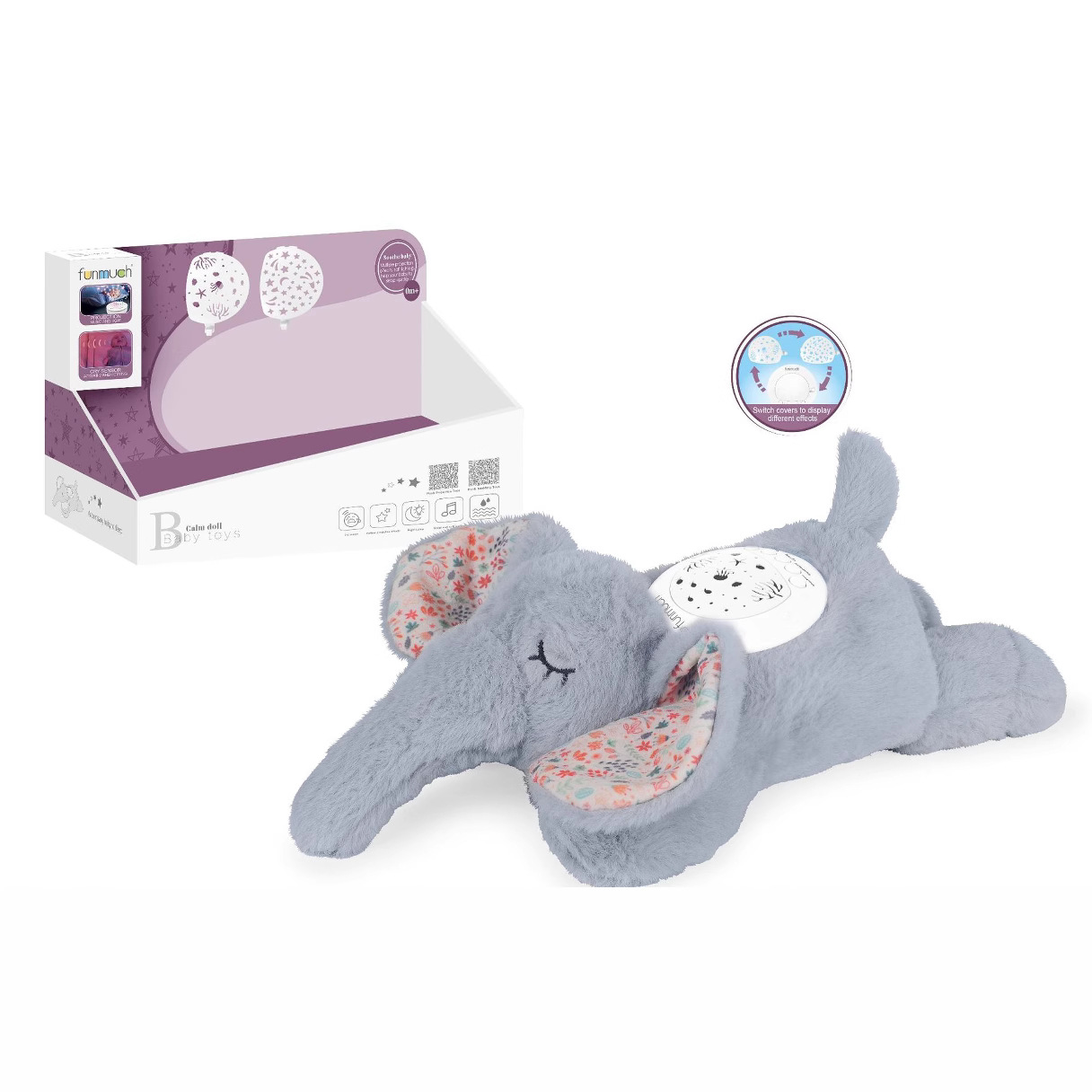 Cross-border infant and toddler soothing plush toys, creative projection night light music lullaby dolls, baby comfort toys pic 2