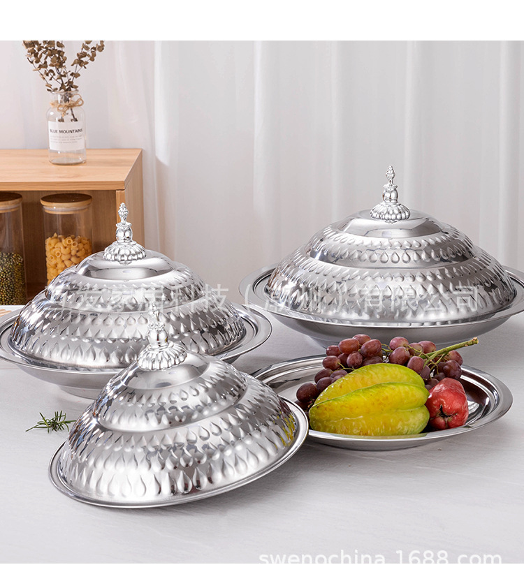 跨境出口中东非洲金色复古酒店用加厚加深印花带盖水滴盖盘批发详情8