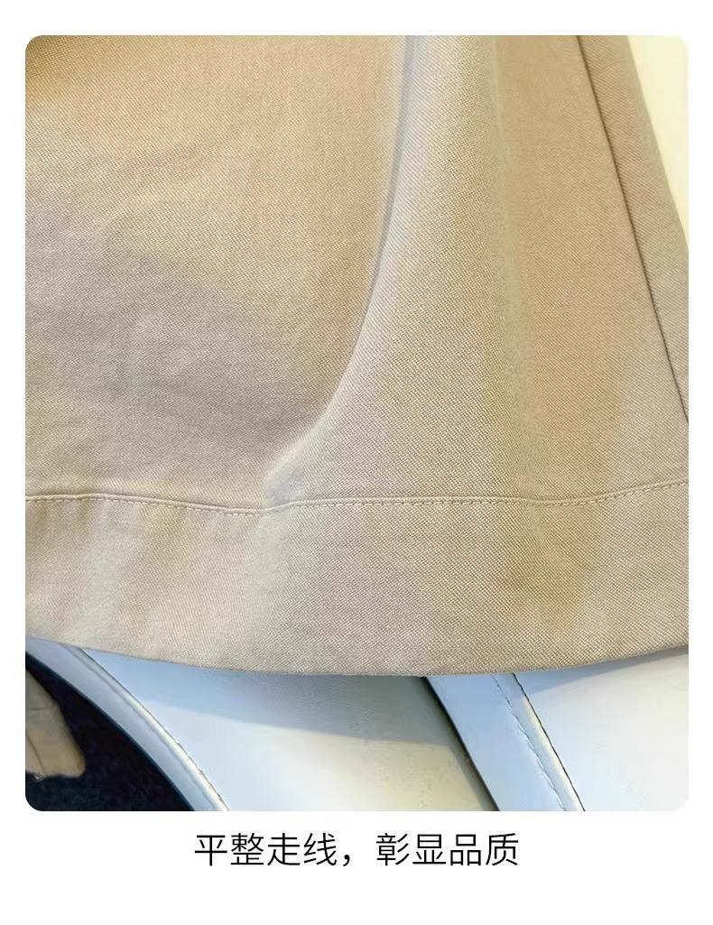 卡其色宽松阔腿裤女2025秋季新款小个子休闲裤显瘦九分直筒裤子女详情8