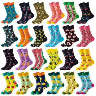 Amazon fruit series cross-border autumn and winter mid-calf avocado, personalized European and American couple long socks, trendy ins socks for women pic 7