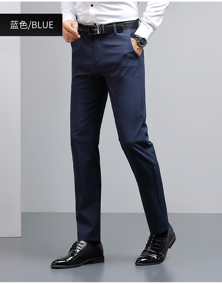 春季男士西裤免烫抗皱休闲长裤直筒修身弹力西装裤男上班商务正装详情15