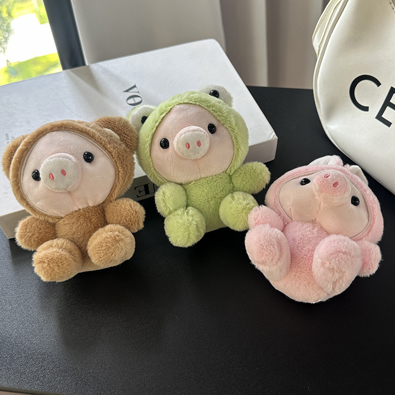 Cute little pig costume dolls, plush toys, little rabbit pendants, keychains, schoolbags, hanging decorations, piggy dolls, frogs pic 3