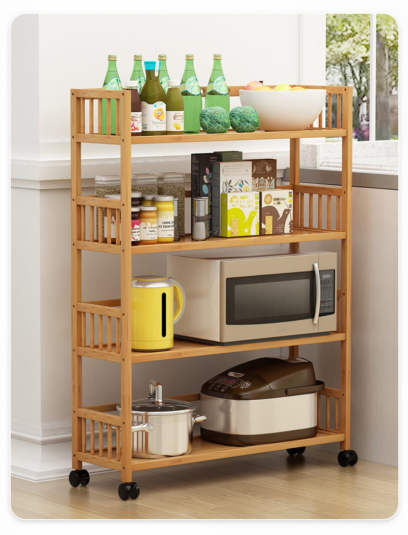 多层木质厨房收纳架不锈钢置物架厨房柜子厨卫用品储物架多功能整理架详情12