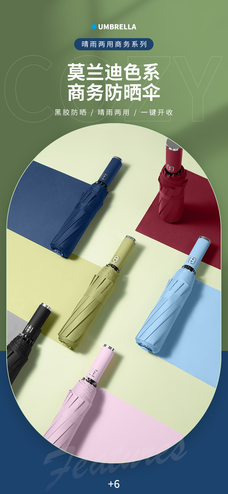 10骨学生可印logo自动三折伞雨伞折叠高级感便携商务伞晴雨两用伞详情3