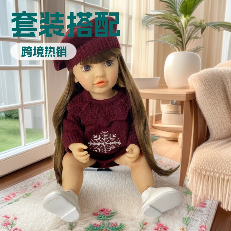 外贸新款55cm软胶仿真AI智能对话娃娃多国语言可选对话搪胶玩偶儿童玩具可眨眼可动嘴可摇头可举手详情6