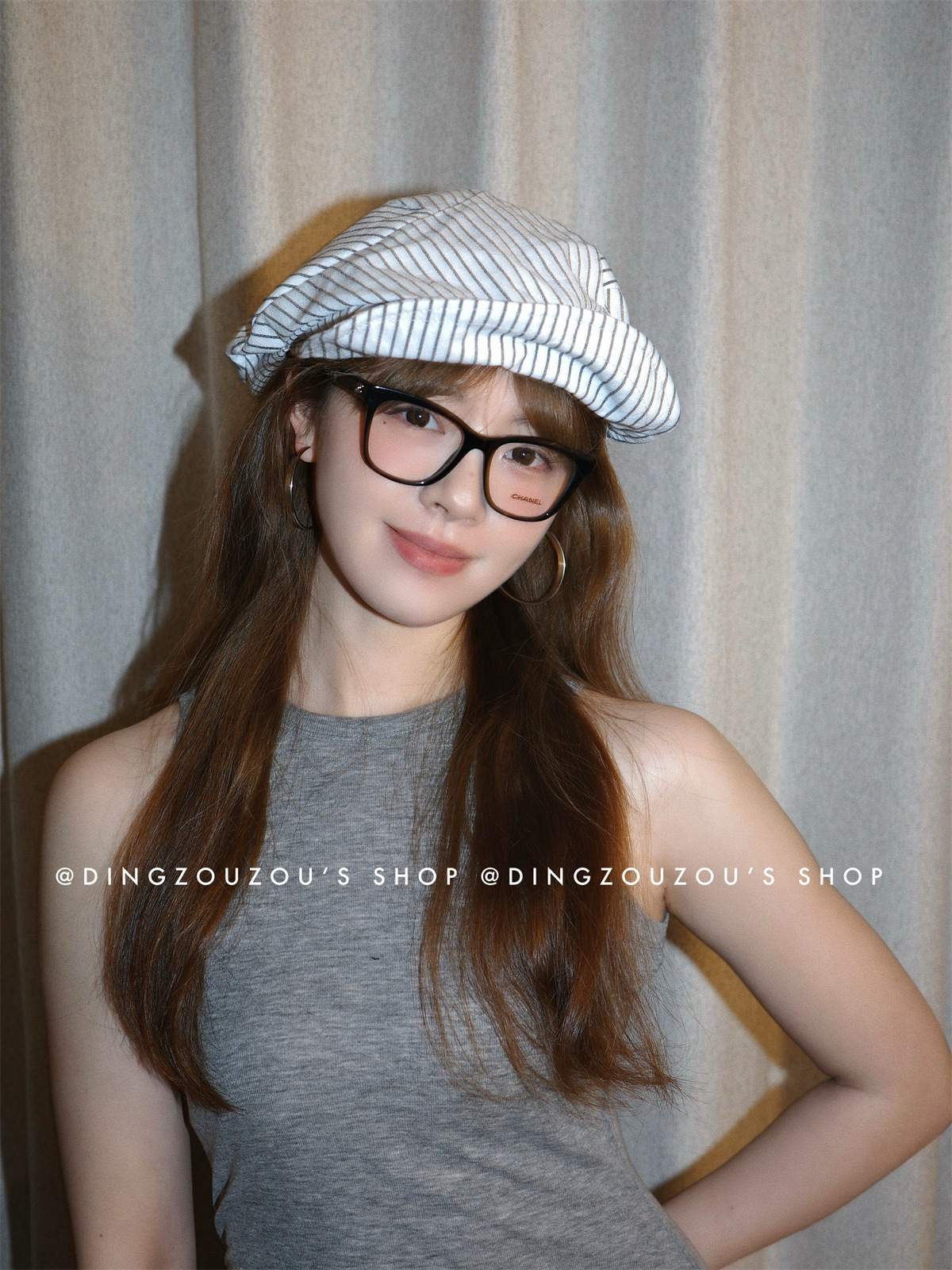 The new Japanese-style artistic striped cotton and linen beret for children shows off their faces in spring and summer. The small newsboy hat and the retro painter hat trend pic 14