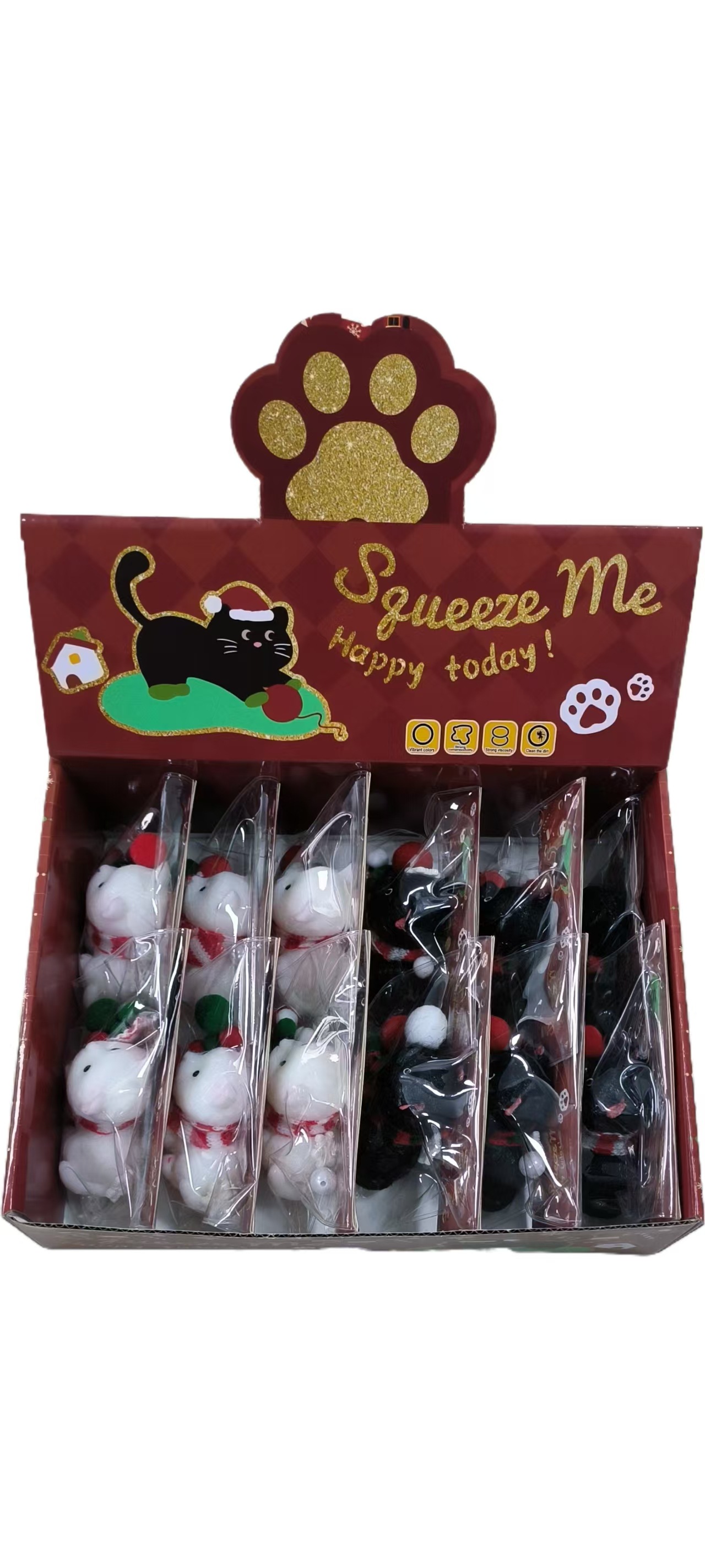 直销TPR软胶毛绒实心小猫捏捏乐黑猫白猫萌宠大团子卡通减压玩具详情15