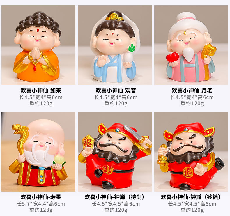 Creative and cute decorative items, office gifts for the God of Wealth, desktop decorations, resin handicrafts, high-end blind box dolls, new pic 13