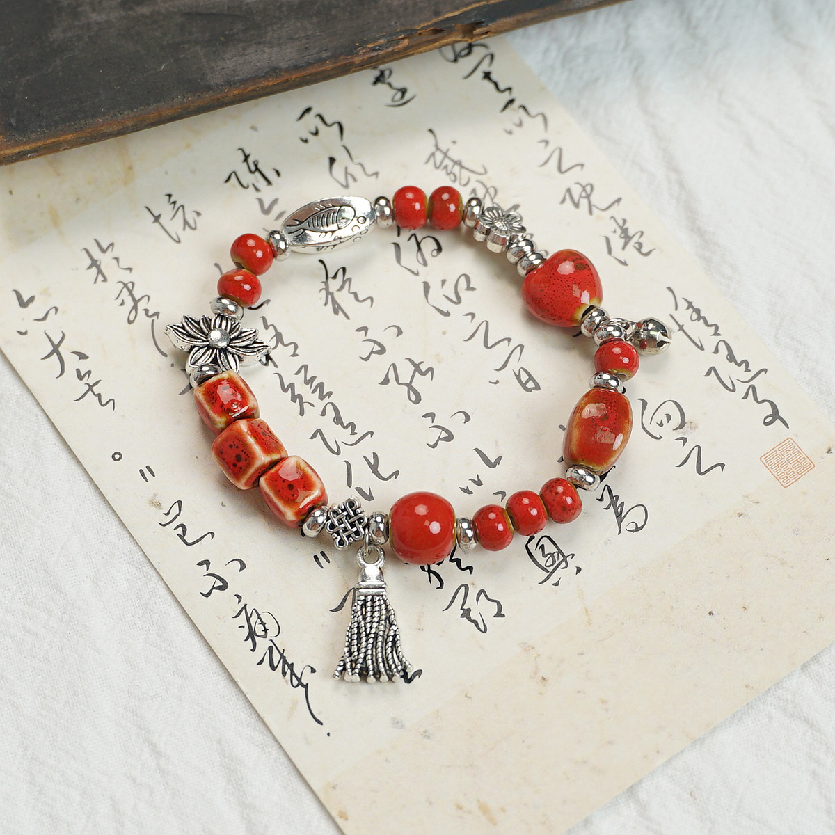 Wholesale Jingdezhen ceramic bracelets, ethnic style bracelets, fresh and cute student bracelets, fashionable handmade accessories, as gifts pic 25