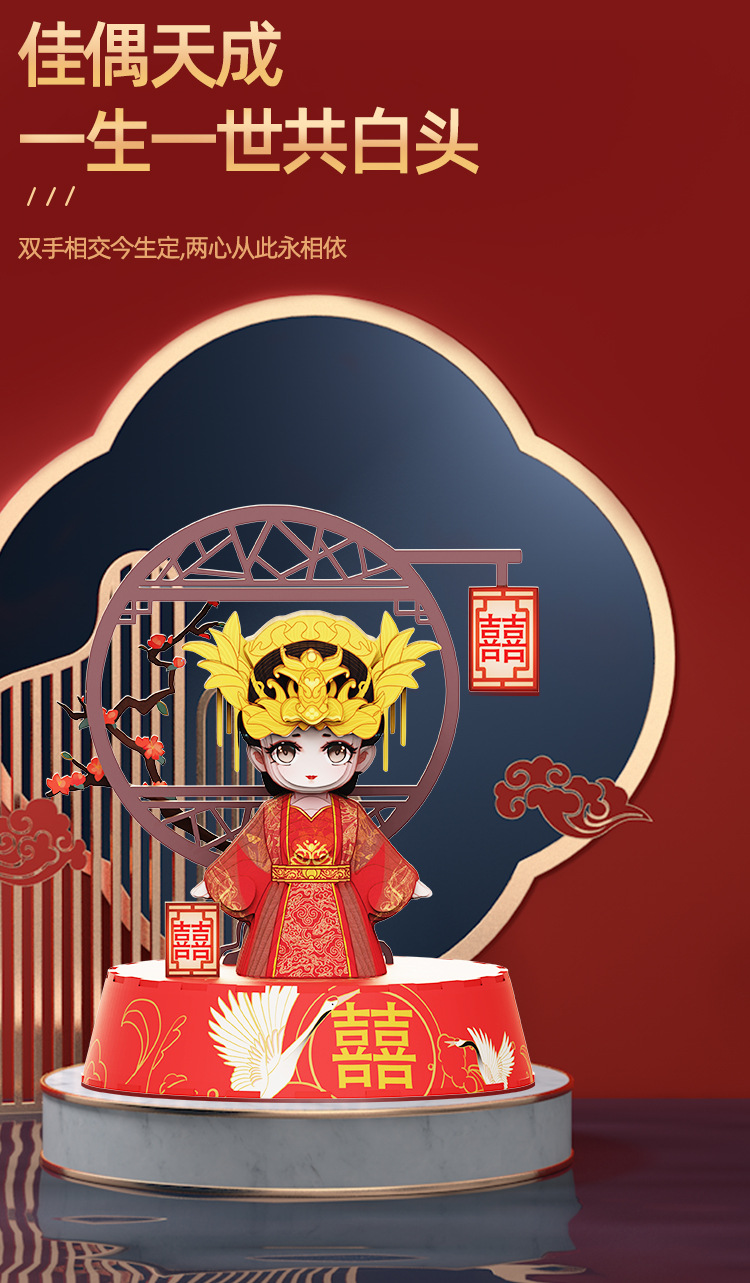 婚庆系列卡通新人形象结婚礼盒套装 pic 4