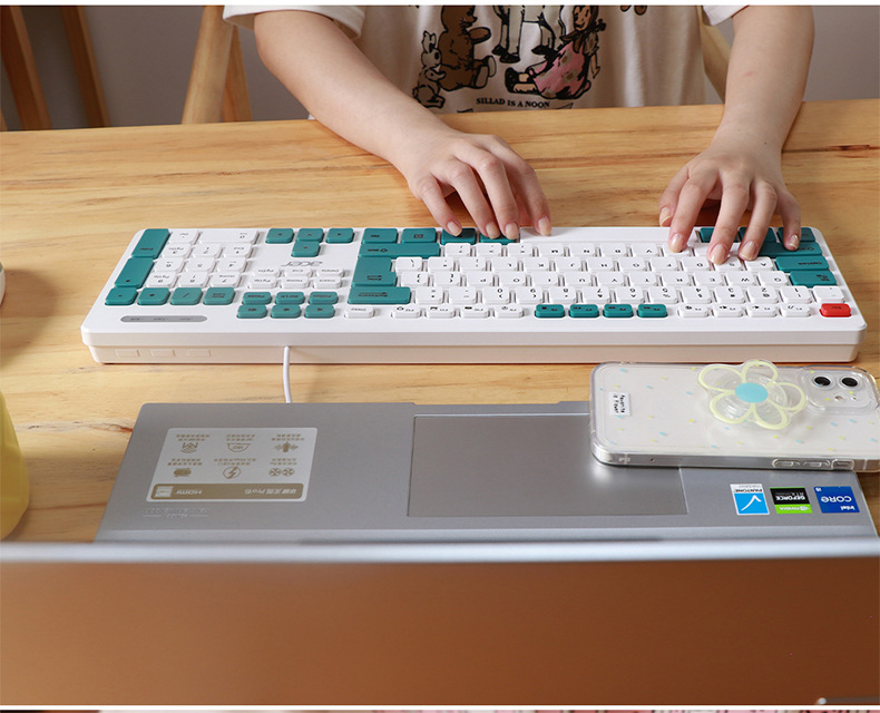 源头批发有线键盘机械手感静音办公电脑笔记本通用薄膜108键详情10