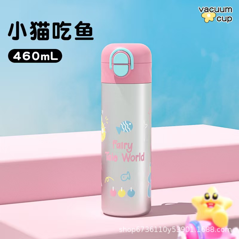 Double-drinking insulated cup, children's high appearance level, large-capacity straw water cup, student portable, bouncy, anti-drop, anti-scald, and drawstring cup pic 43