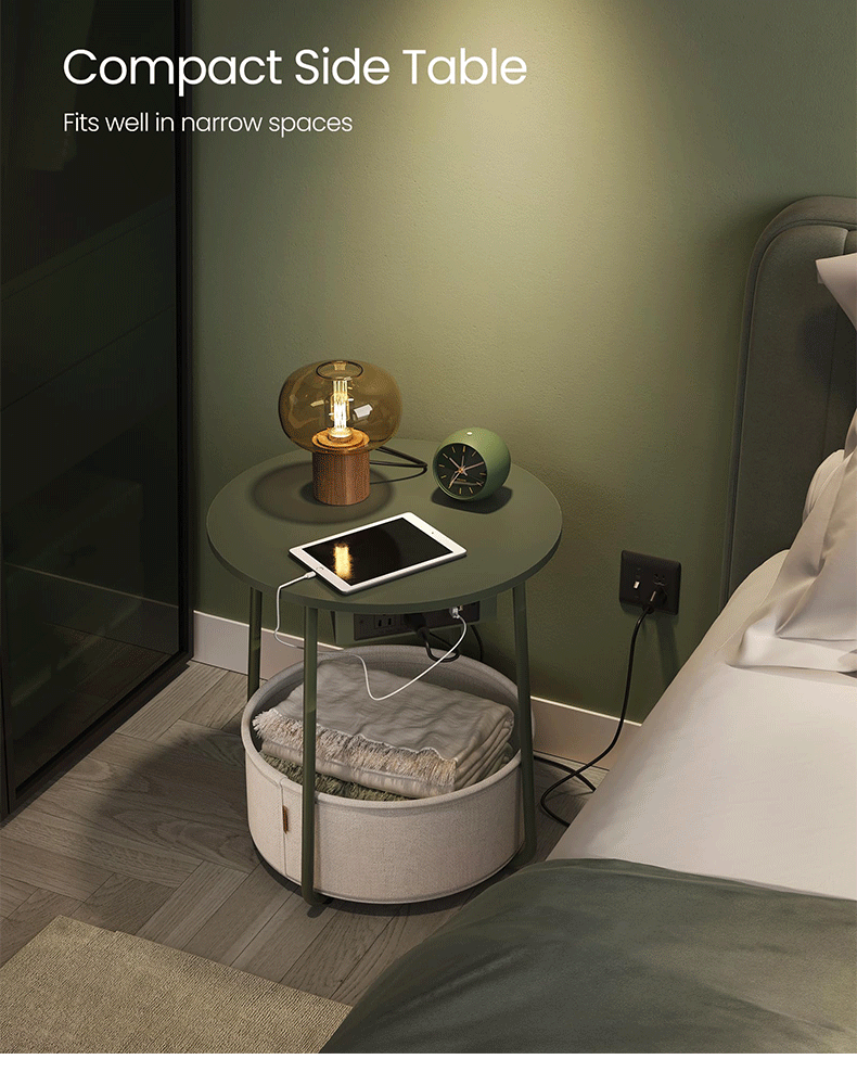 The high-end pink, white and green coffee table beside the tea table is equipped with a storage basket for storage. It is a multi-functional tea table with a charging socket pic 2