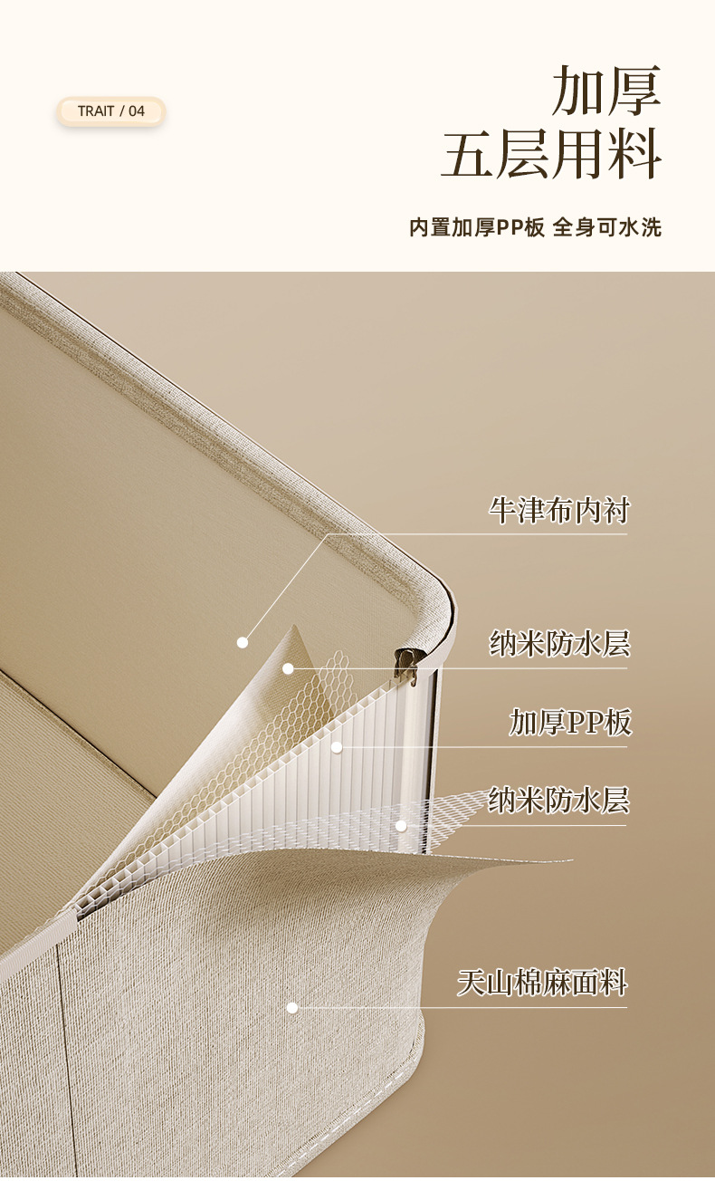 带盖收纳箱整理箱卧室家用棉麻收纳箱可折叠放衣柜衣物收纳盒详情8