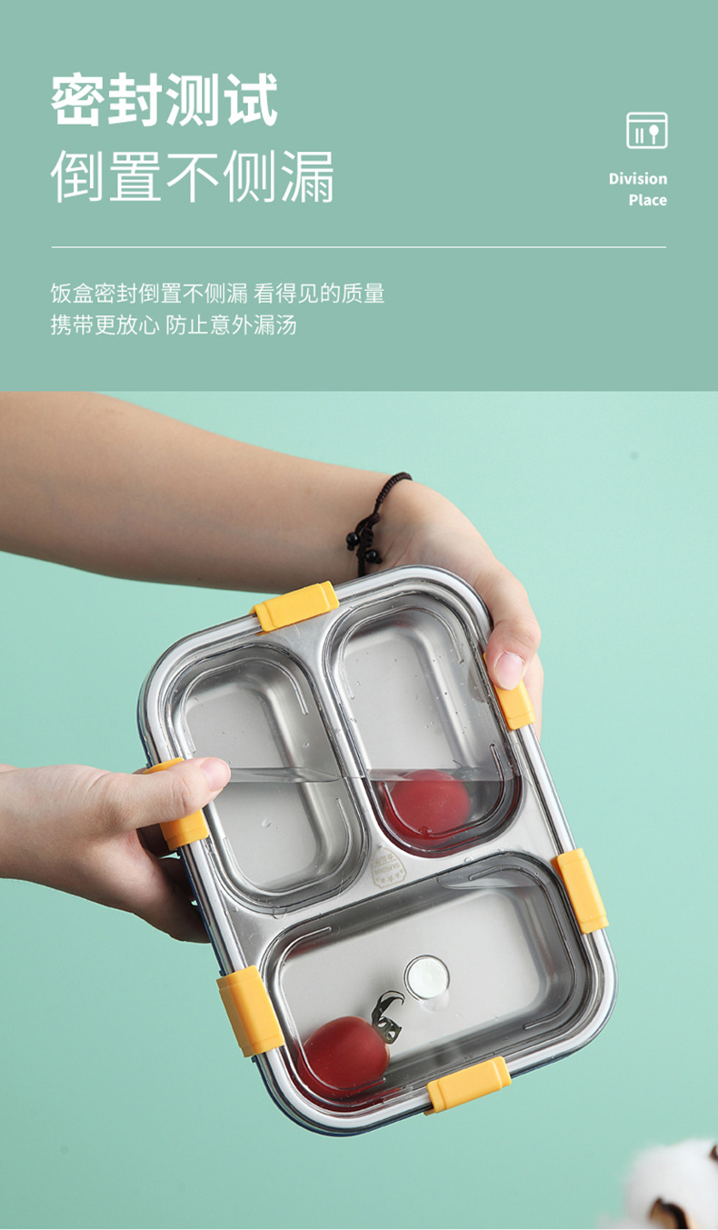 Rectangular rectangular student stainless steel insulated lunch box, office worker student lunch box with lid, sealed with lunch box pic 8