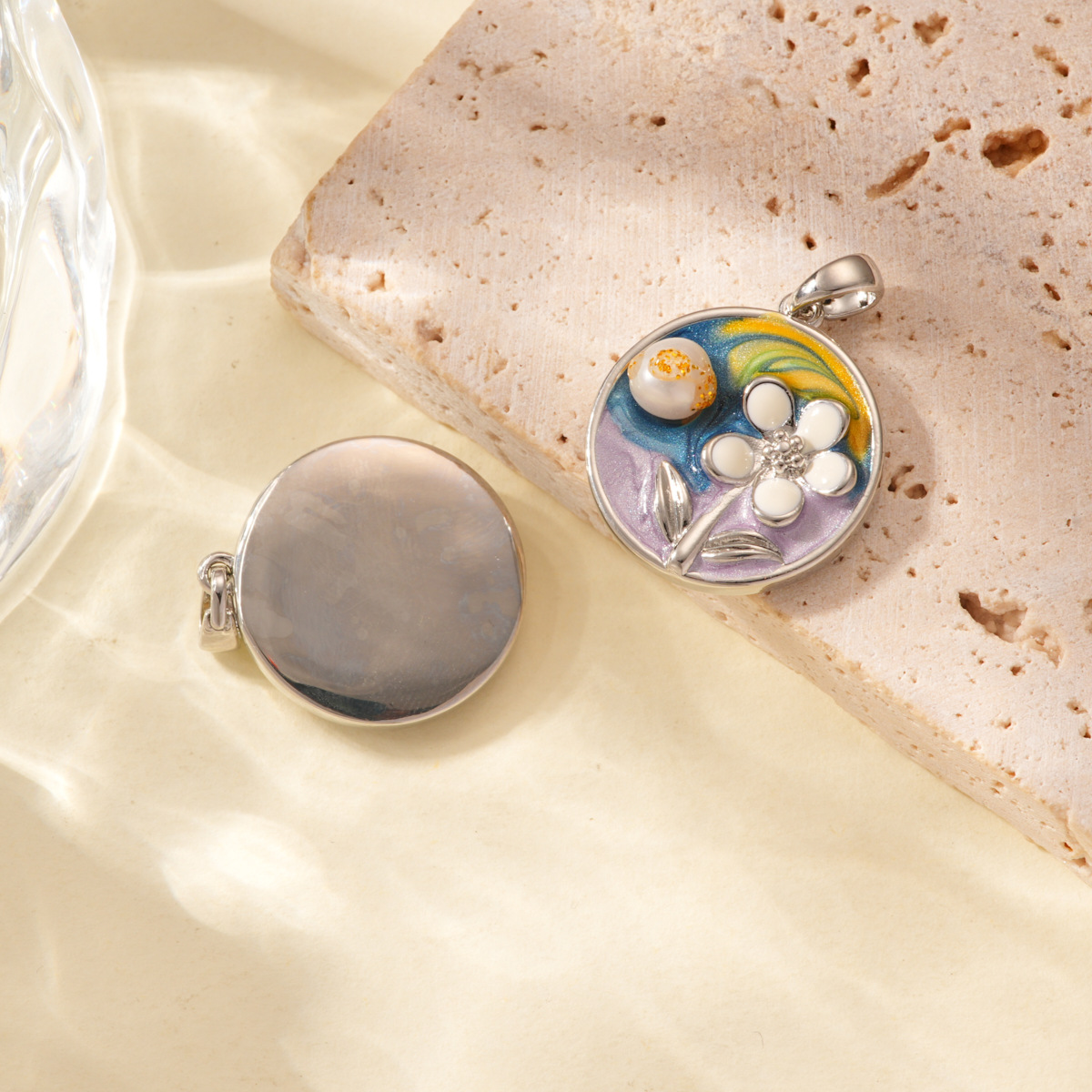 Oil-dripping flower oil painting style pendant, 18k copper gold-plated color retention high-end bracelet, necklace clasp DIY accessory pic 8