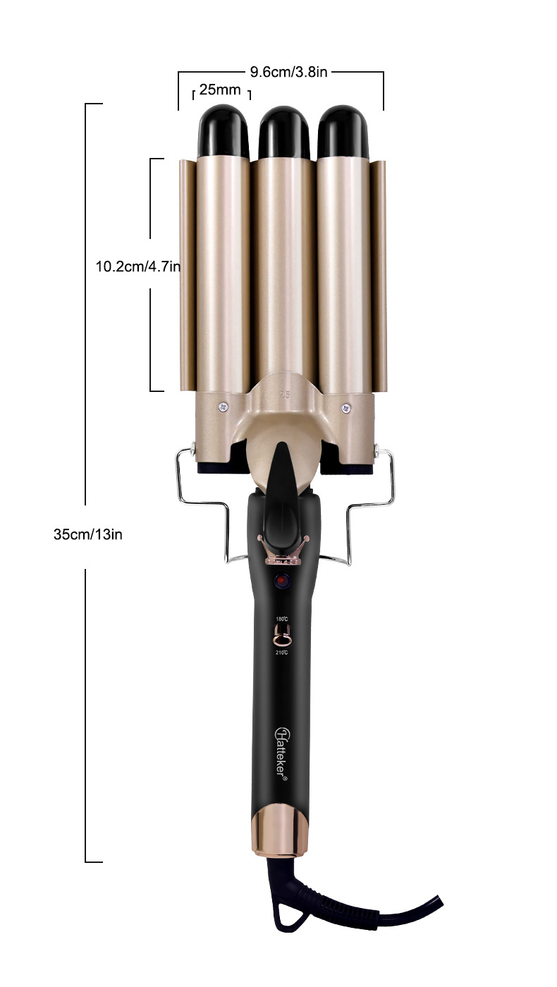 HATTEKER electric curling irons, egg curling irons, 25MM three-tube hair curlers, instant noodle heads, water ripple small hair curlers, large hair curling irons pic 10
