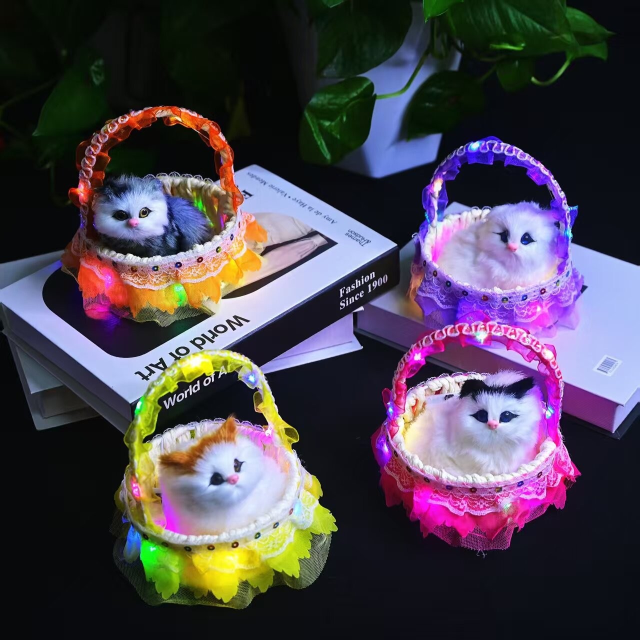 发光提篮仿真猫咪会叫小猫咪仿真玩具皮毛仿真动物模型玩具花篮猫详情4