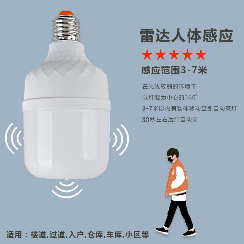 Radar human body sensor light, sound and light control bulb, intelligent led infrared bulb for corridor, garage and corridor pic 17