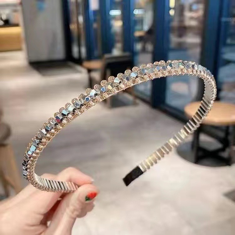 Summer headband: Silver, simple and fresh, ladylike, Instagram influencer style headband. Sweet diamond-encrusted headband pic 7