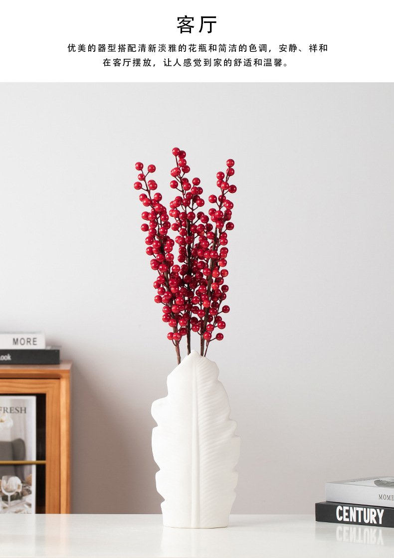 2025 Nordic simple white Ceramic vase for living room, high-end dried flower arrangement, water-grown fresh flowers, light luxury frosted entrance hall decoration, vase, ceramic decoration, ceramic vase handicrafts pic 3