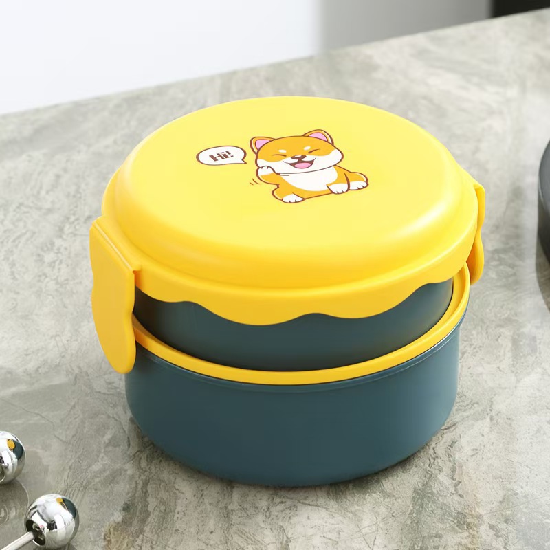 Super cute microwave oven bear lunch box, Japanese bento box, round cartoon plastic mini lunch box pic 5