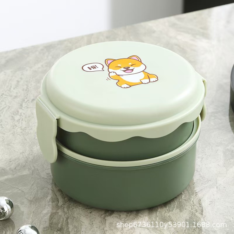 超可爱微波炉小熊饭盒日式便当盒圆形卡通塑料迷你午餐饭盒详情3