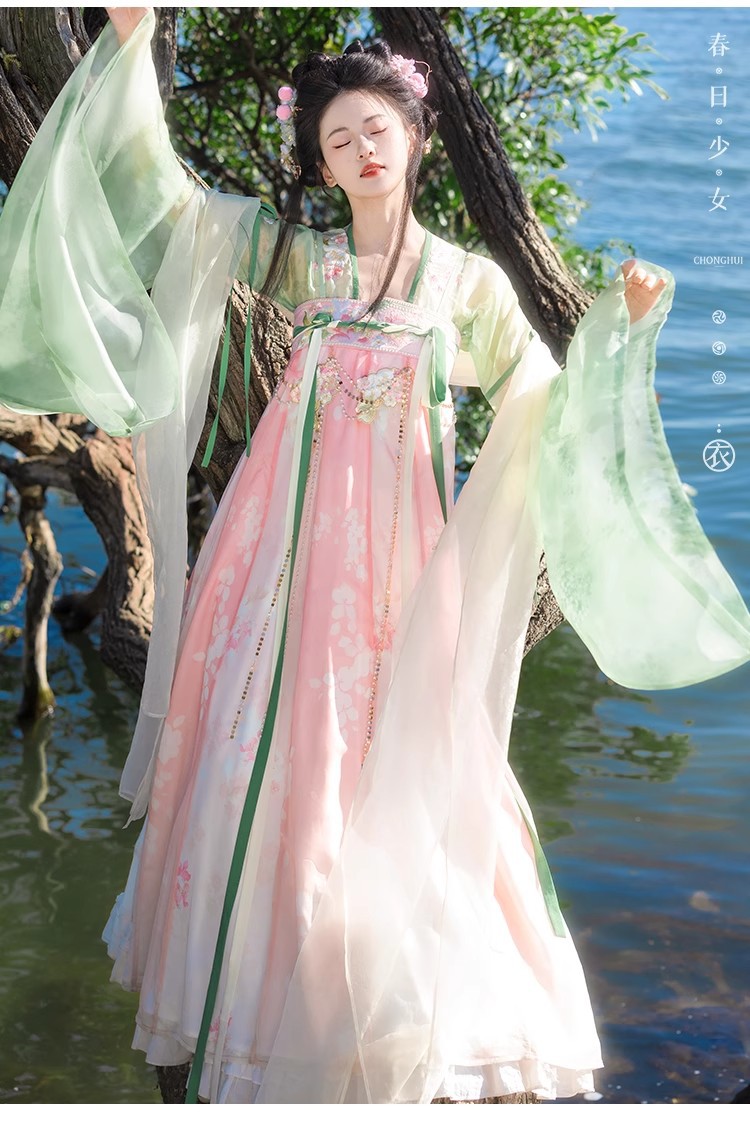 国潮新款原创春雨落花唐制汉服女齐胸襦裙改良古风超仙中国风古装详情14