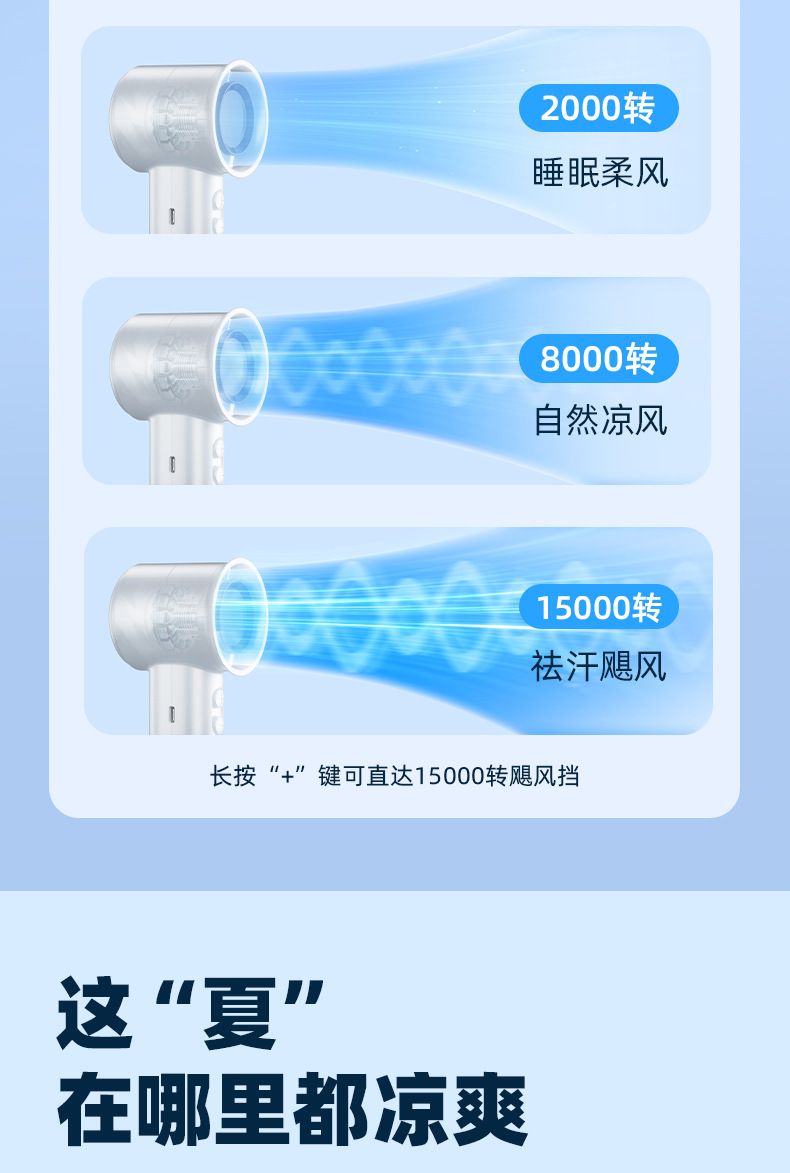 Rtako新款手持高速风扇usb充电户外涡轮便携风扇调速万转小电风扇详情18