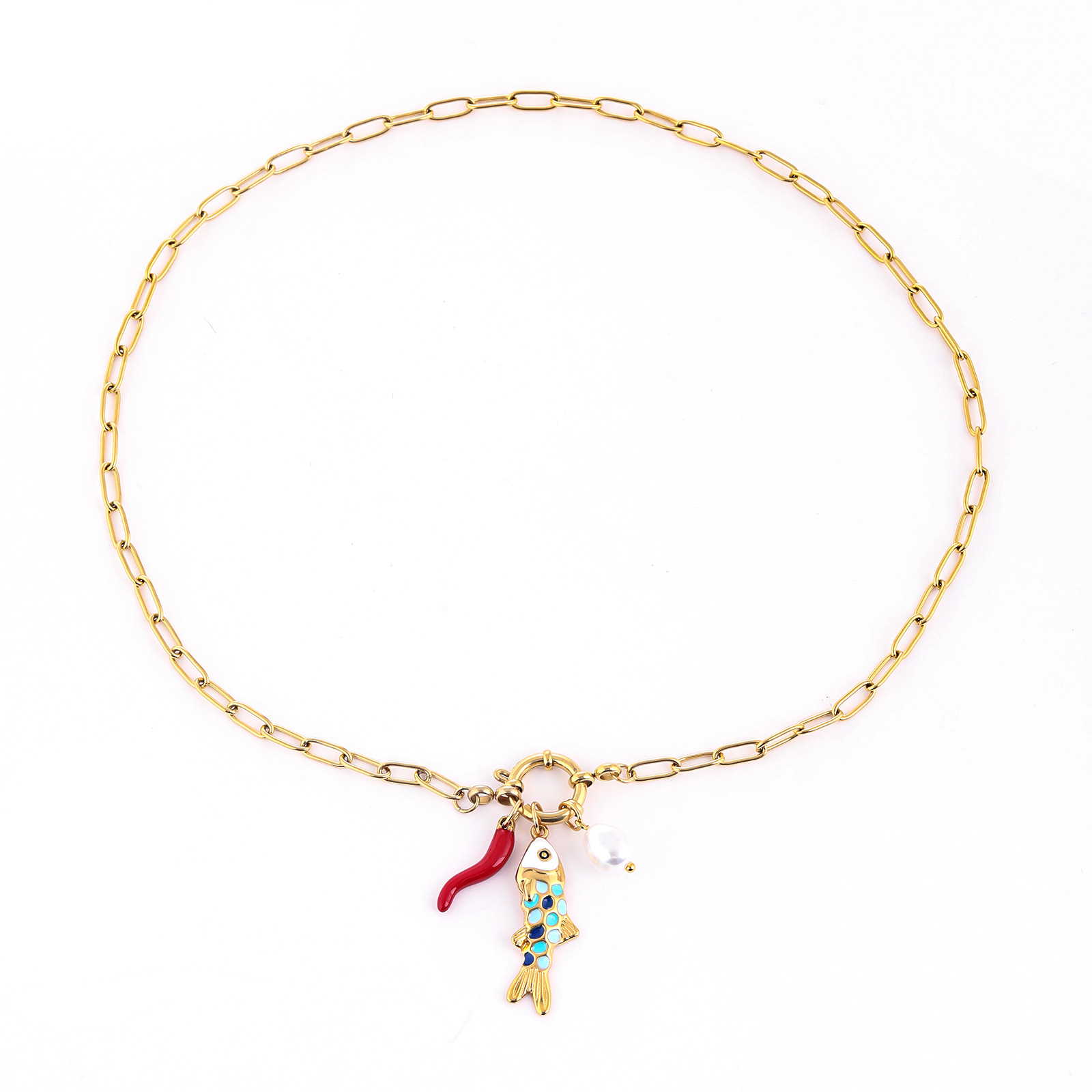 New ocean-woven necklaces for women, fashionable and high-end stainless steel jewelry, and colorful shell pendants are available from the manufacturer pic 6