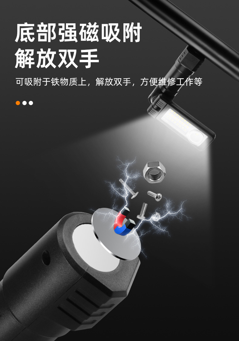 New cross-border multi-functional portable multi-angle folding work light, multi-source strong light head lamp, long-lasting magnetic suction lamp pic 17