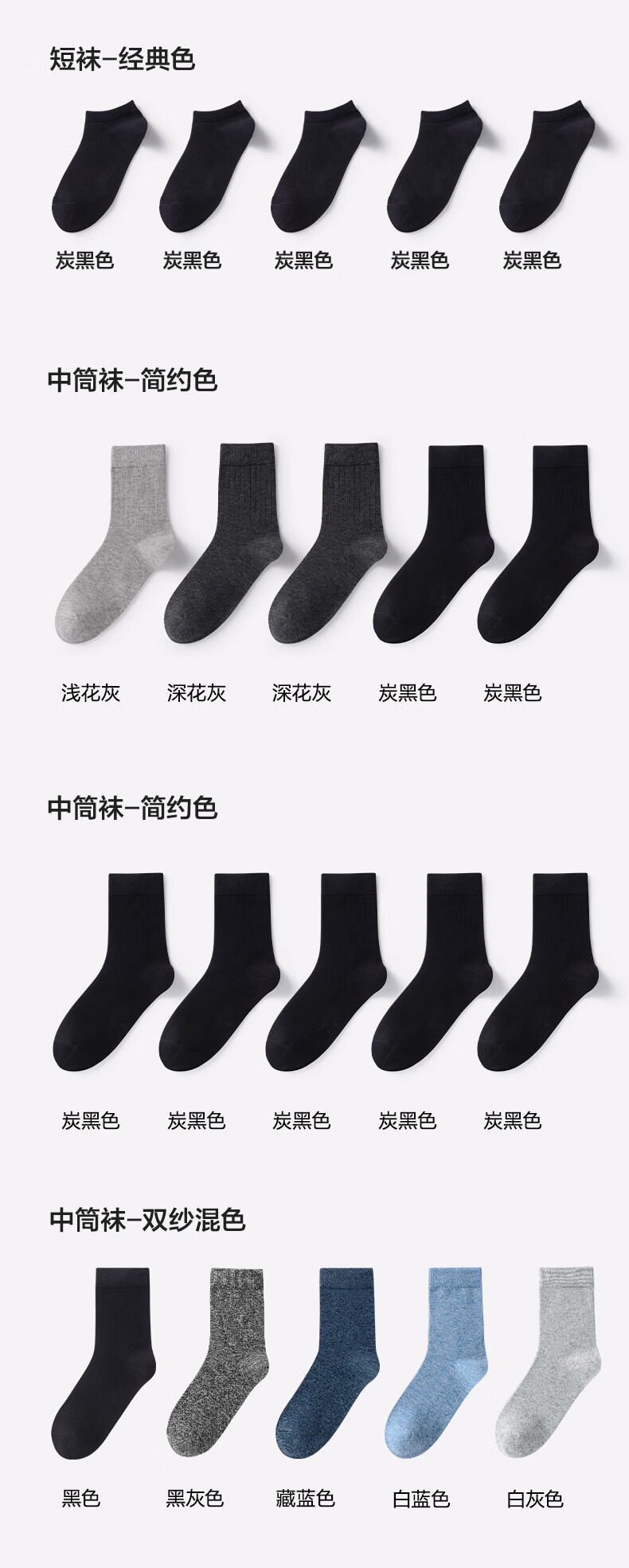 袜子纯棉男夏季防臭吸汗棉袜袜子精梳棉商务袜男士全棉中筒袜男袜详情20