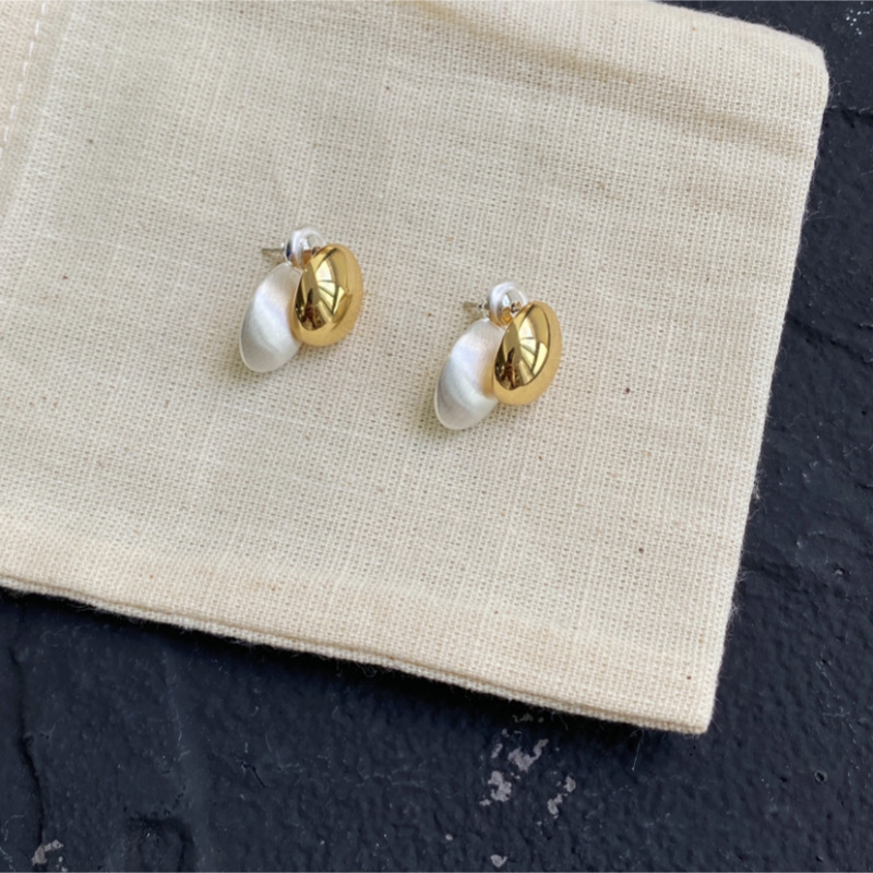 fever同款拼色耳钉复古小众质感拉丝秋季新款水滴金属简约耳环女详情3