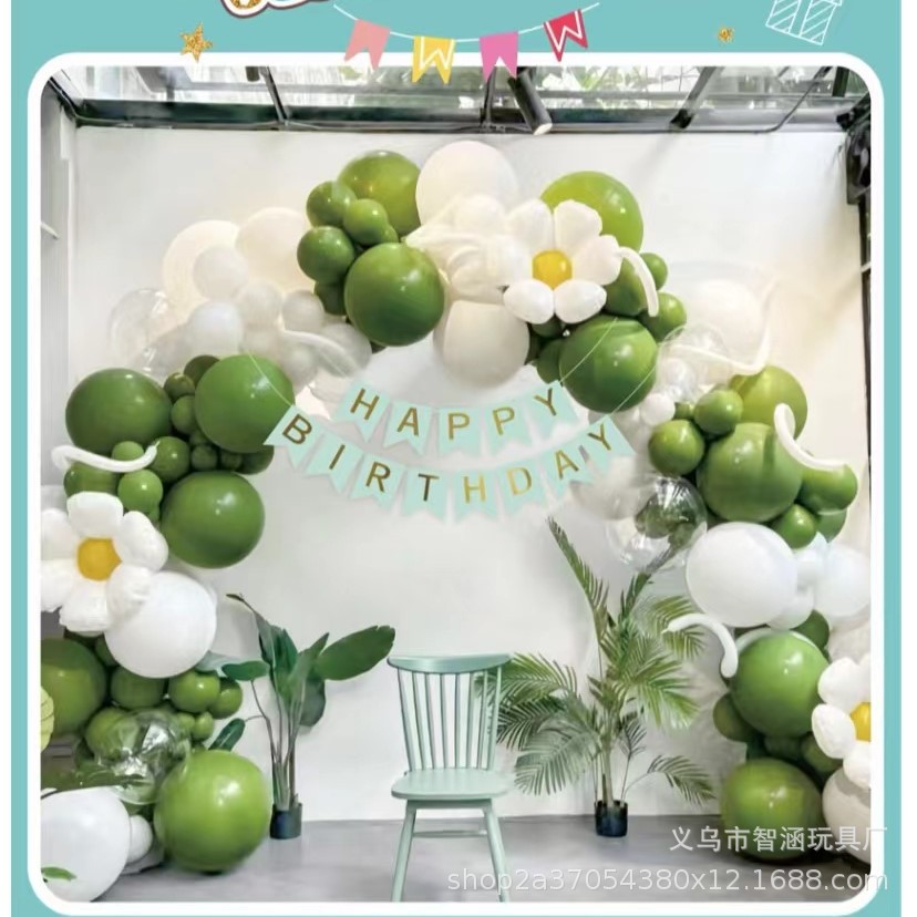 Creative design of green theme balloon set scene arrangement for birthday party balloon chain set scene arrangement pic 18