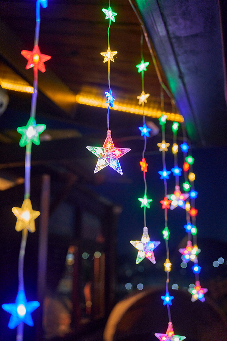 led color lights, flashing lights, string lights, starry sky curtains, balcony decoration, outdoor atmosphere lights, solar star light strings pic 10