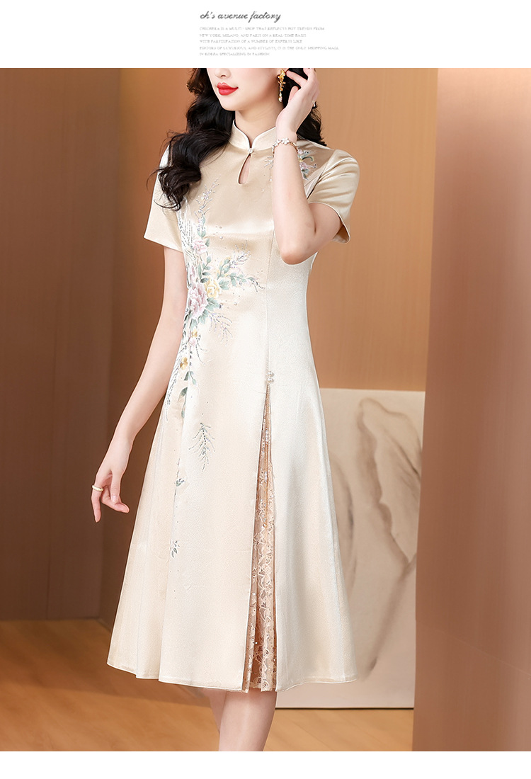 New Chinese-style elegant wedding dress for Grandma Xi, cheongsam dress, 2025 new style elegant mom dress pic 9