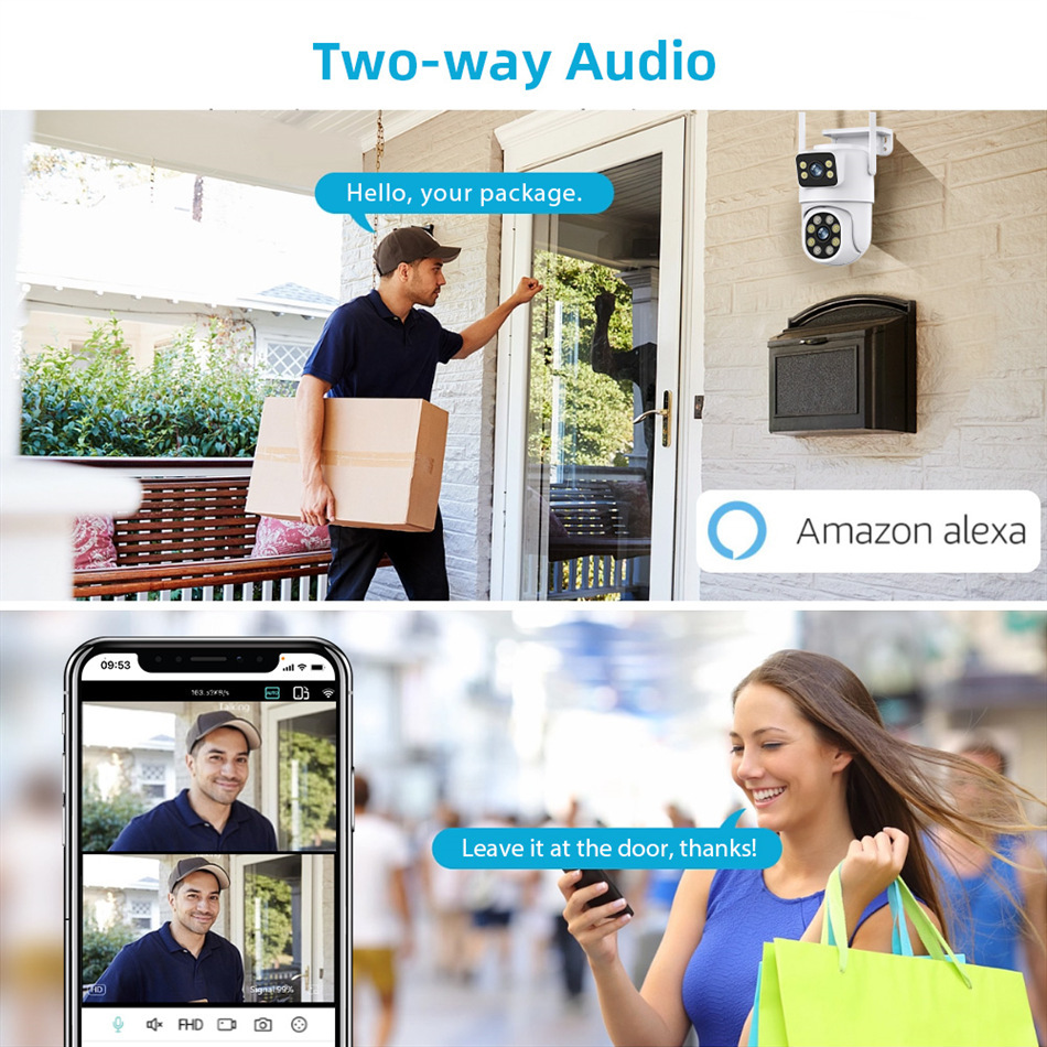 Wholesale dual-eye gun and ball linkage integrated wireless surveillance camera, 360-degree seamless dual-screen outdoor night vision pic 26