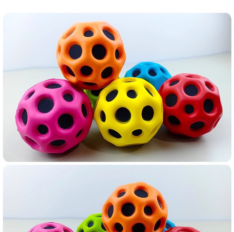 Luminous flashing light elastic ball, high-elasticity PU ball, student stress relief and release, moon hole ball, cross-border best-selling toys wholesale pic 8