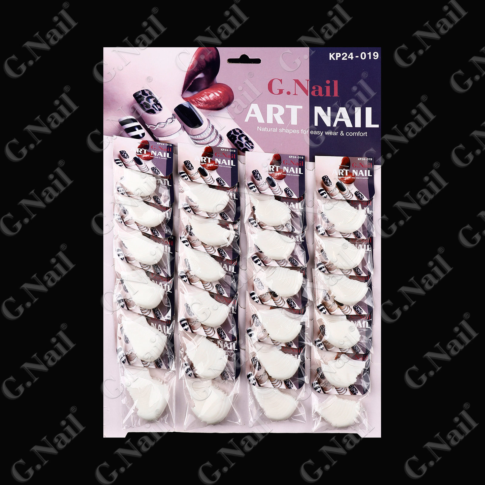 Gnail12片24包卡装美甲假指甲自然色美甲透明美甲欧美透明甲批发详情5