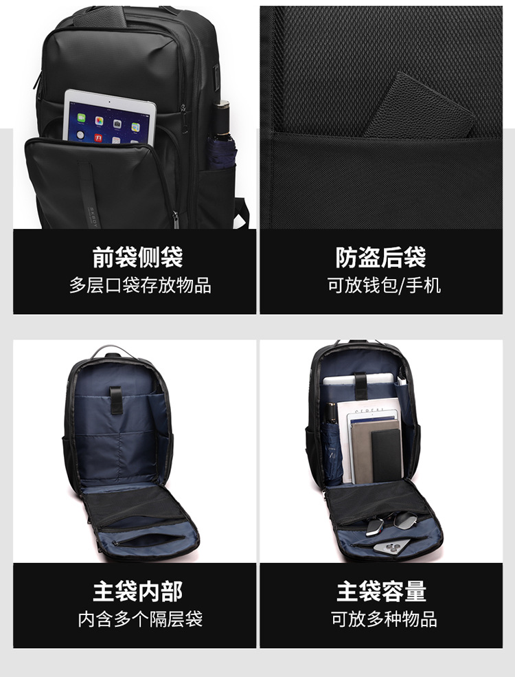 新款背包时尚双肩包商务通勤笔记本电脑包轻便休闲大容量17寸背包详情5