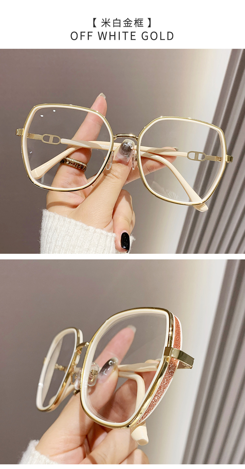The new Korean-style fashionable flat light glasses for women with anti-blue light large-frame slimming effect can be paired with the same style on Xiaohongshu for myopia pic 16