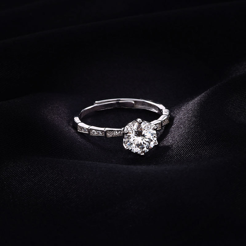 Zhuoheng Select 925 pure silver Moissanite ring wholesale, half of the market, rising steadily, open ring one carat pic 8