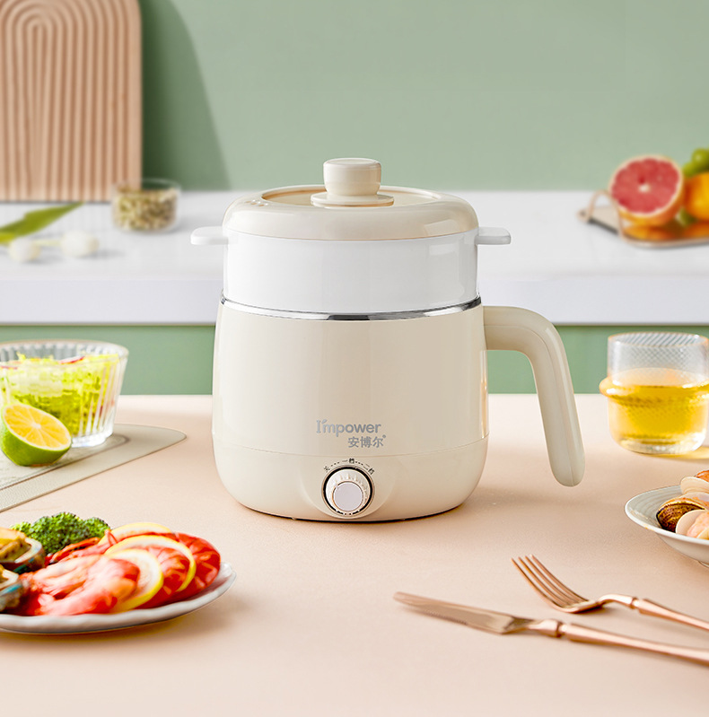 安博尔家用电煮锅不锈钢内胆蒸煮一体锅宿舍小型泡面锅一人食火锅详情2