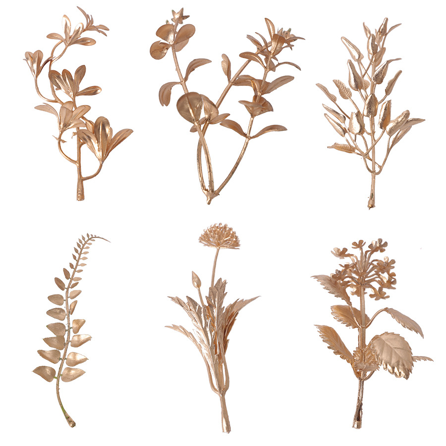 复古植物配件仿真金色叶子手工插花配件节日装饰仿真花跨境代发详情41