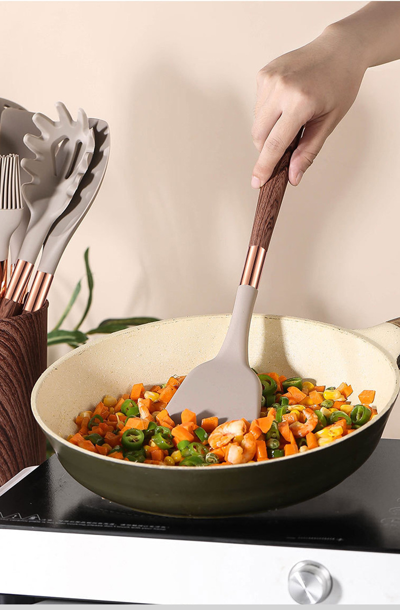 kitchen新款木纹硅胶厨具11件套装不粘锅耐高温家用炒菜铲子勺子详情7