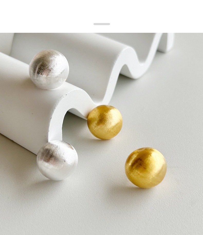 哑光磨砂拉丝韩ins风百搭气质s925银耳钉小众设计金属感简约耳饰详情3