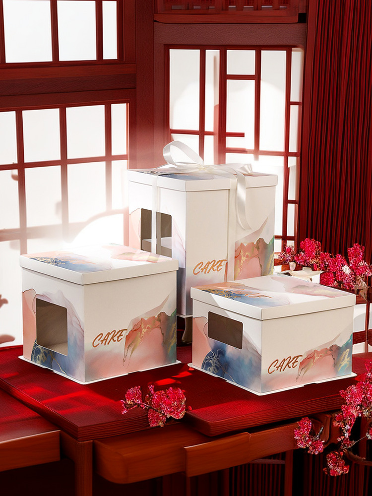Factory direct supply of birthday cake boxes, 6, 8, 10, 12 inch single and double high-layer baking paper box packaging boxes wholesale pic 4