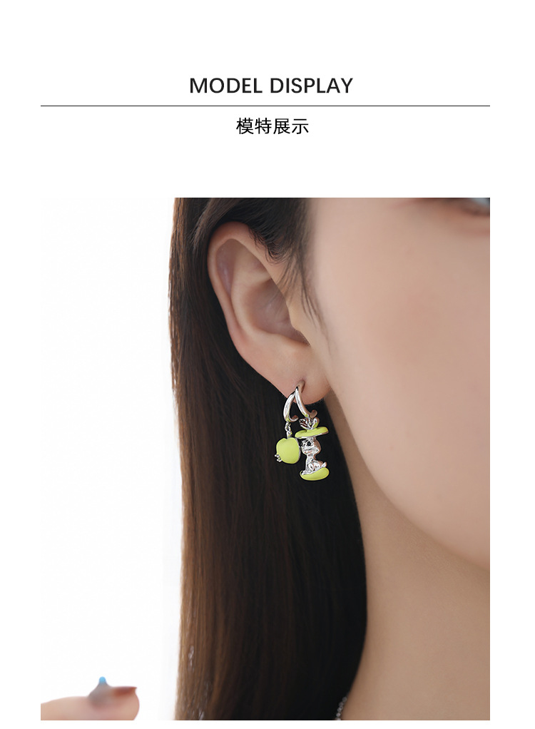【定制】夏日青苹小兔系列耳环女时尚小众百搭耳饰品清新水果耳钉详情6