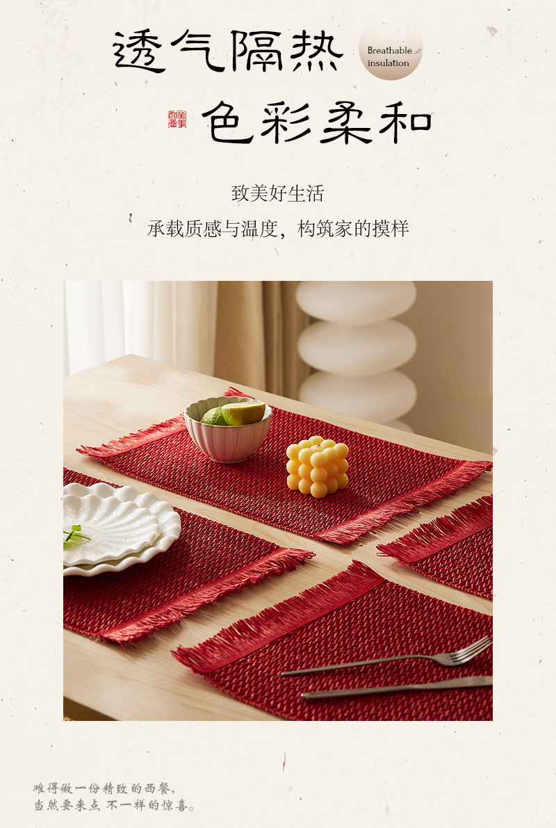 跨境亚马逊热销自然环保餐桌垫编织纸餐垫隔热防烫碗垫杯垫装饰垫详情5